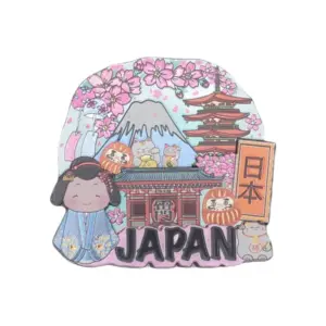 富士山と人形の日本風景