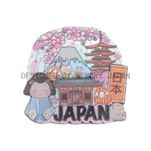 富士山と人形の日本風景
