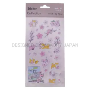 桜と柴犬の春ステッカー